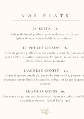 Menu BUK - Beldi Urban Kitchen - Les plats