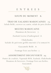 Menu BUK - Beldi Urban Kitchen - Les entrées