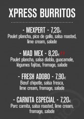 Menu Chido - Les xpress burritos