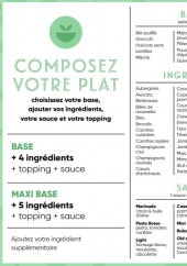 Menu Compose - Les ingrédients, sauces et extras,...