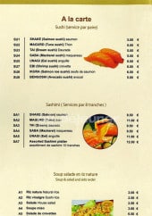 Menu Goo Sushi - Les sushis, sashimi et soupe salade 