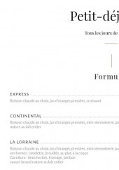 Menu La Lorraine - Petit déjeuner