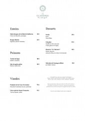 Menu Le Clarence - Les entrées, les poissons ...