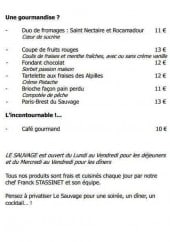 Menu Le sauvage - Les gourmandises et le café gourmand