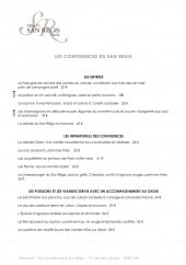 Menu Les confidences - Le entrées, viandes,....