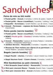 Menu Noon - Les sandwiches