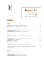 Menu Quai 108 - La carte