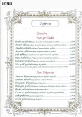 Menu Zafran - Les entrées 