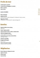Menu Au Petit Riche - Les fruits de mer, entrées et plats végétarien