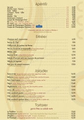 Menu Comptoire de l'Europe - Les apéritifs, entrées...