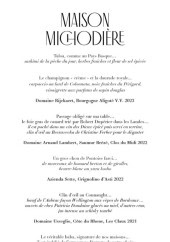 Menu Maison Michodière - Les menus