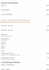 Menu Mi Ranchito Paisa - Les apéritifs suite et jus de fruits