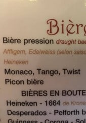 Menu Non coupable - Les bières