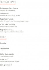 Menu Via Mela - secondi piatti et dolci