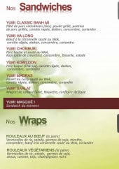 Menu Yumi Bao - Les sandwiches et wraps