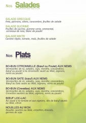 Menu Yumi Bao - Les salades et plats