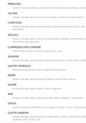 Menu Bistrot lorrain - Les pizzas suite 