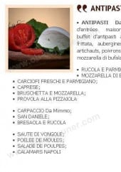 Menu Da Mimmo - Les entrées et les pizzas