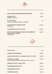 Menu Delaville Café - Les plats