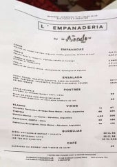 Menu L'empanaderia - Les empanadas, salades, plats...