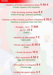 Menu O Béret Basque - Les entrées 