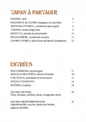 Menu Valma - Tapas à partager et entrées