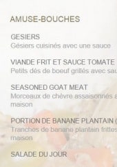 Menu African Kitchen Paris - Les amuses bouche