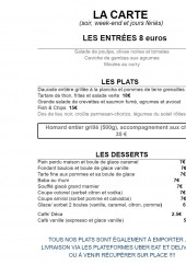 Menu Bar à Iode - La carte