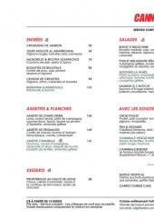 Menu Cannibale Café - Les entrées, les salades, les pâtes ...