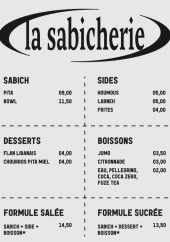 Menu La Sabicherie - Les desserts, sides et boissons,...