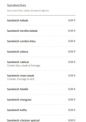 Menu Ladid - Menu sandwiches
