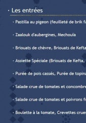 Menu Le Tagine - Les entrées