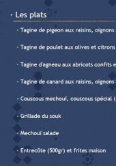 Menu Le Tagine - Les plats