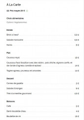 Menu Les Oudayas - La carte