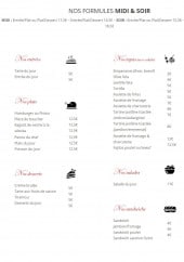 Menu Onze bar - Les formules, entrées, tapas...