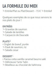 Menu Panamé - La formule du midi