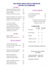 Menu Bao Wong - Exemple de menu