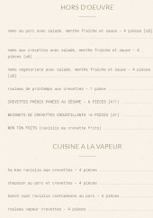 Menu Chez Long - Les hors d&#039;œuvre et cuisine vapeur