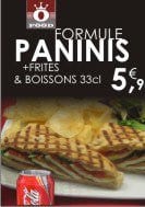 Menu Fast food One Way - Les formules paninis et tex mex à 8€