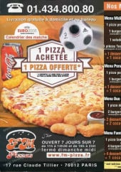 Menu FM Pizzas - Les menus 