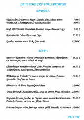 Menu Le 12ème Cru - Les entrées et plats