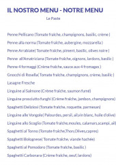 Menu Le Pellicano - Le paste