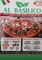 Menu Pizza Al Basilico - Carte et menu Pizza Al Basilico Paris 12