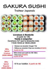 Menu Sakura sushi - Carte et menu Sakura sushi Paris 12