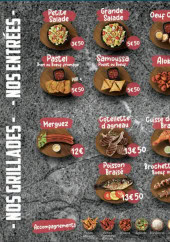 Menu Wakanda factory - Les entrées, grillades et desserts, ...