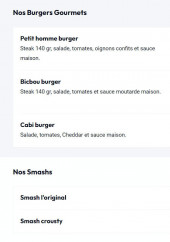 Menu You Burger - Les burgers gourmets