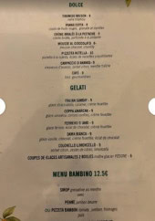 Menu Café d'Italie - Les dolce et gelati