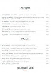 Menu Royal Bombay - Plats