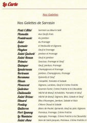 Menu Crêperie de Plougastel - Les galettes