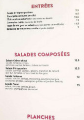 Menu L'envie Bistrot - Les entrées, salades et planches